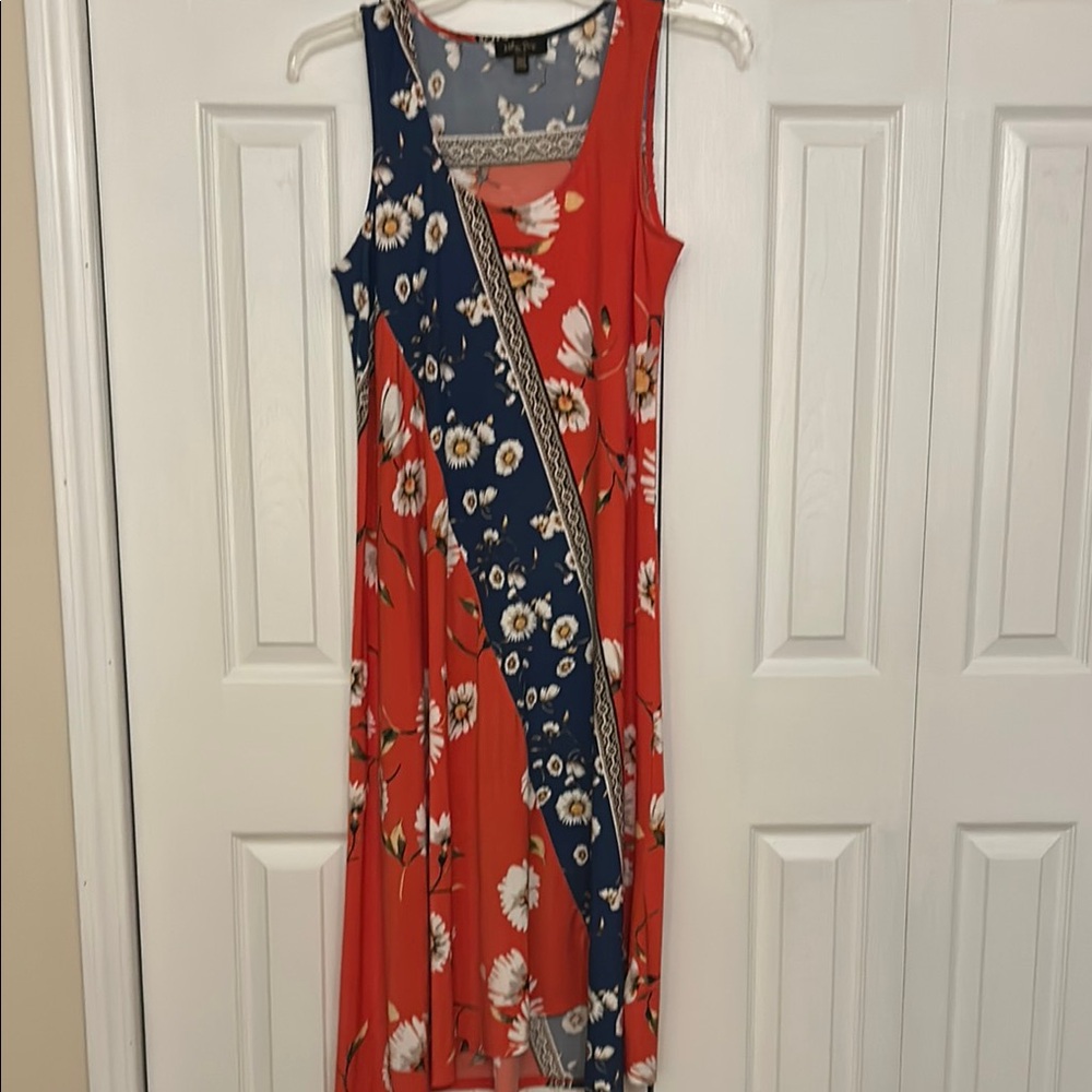 Melissa Paige Red and White Asymmetrical Sundress
